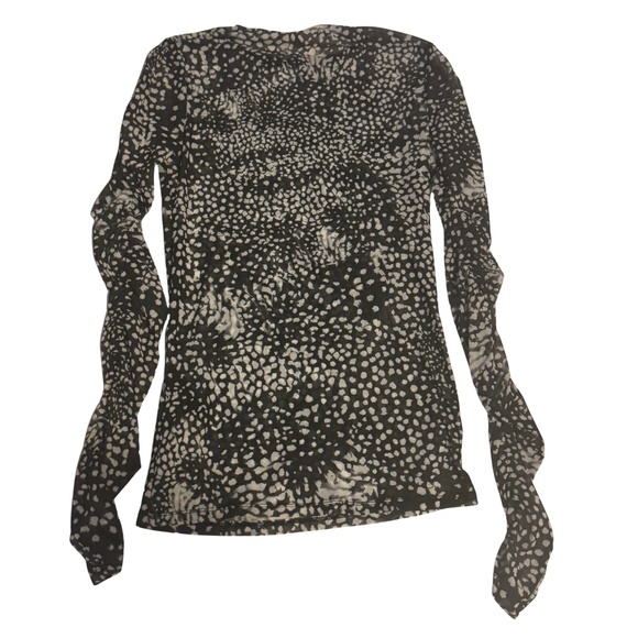 H&M MESH POLK DOT RUFFLE LONG SLEEVE SHIRT - Picture 2 of 3